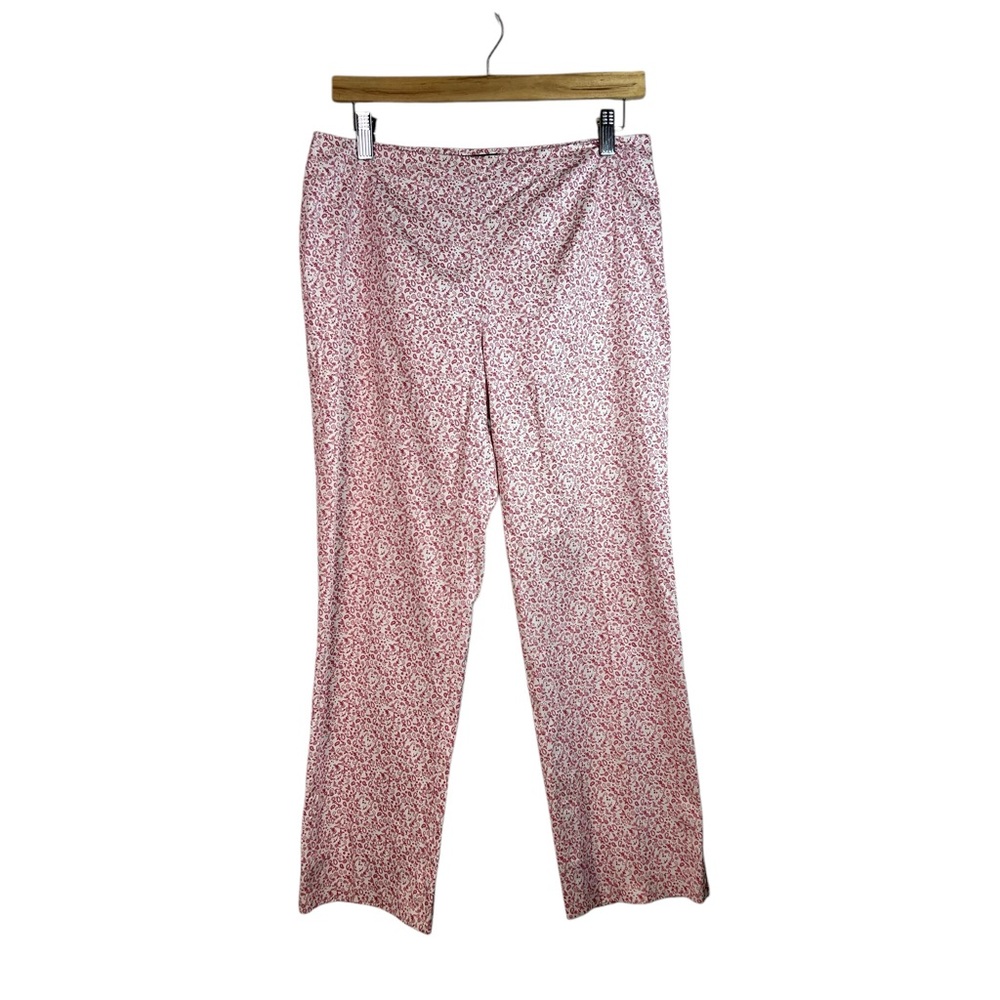 Brooks Brothers Women's Natalie Fit Ankle Pants White Red Paisley Size 6 Preppy